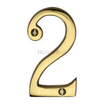 M Marcus Heritage Brass Numeral 2 - Face Fix 76mm Traditional font